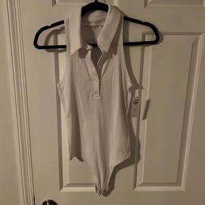 WORN ONCE Abercrombie & Fitch Womans Sz Small Soft A&F Ribbed Polo Bodysuit